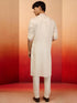 Men's Onion Silk Blend Embroidered Kurta with Cream Pyjama